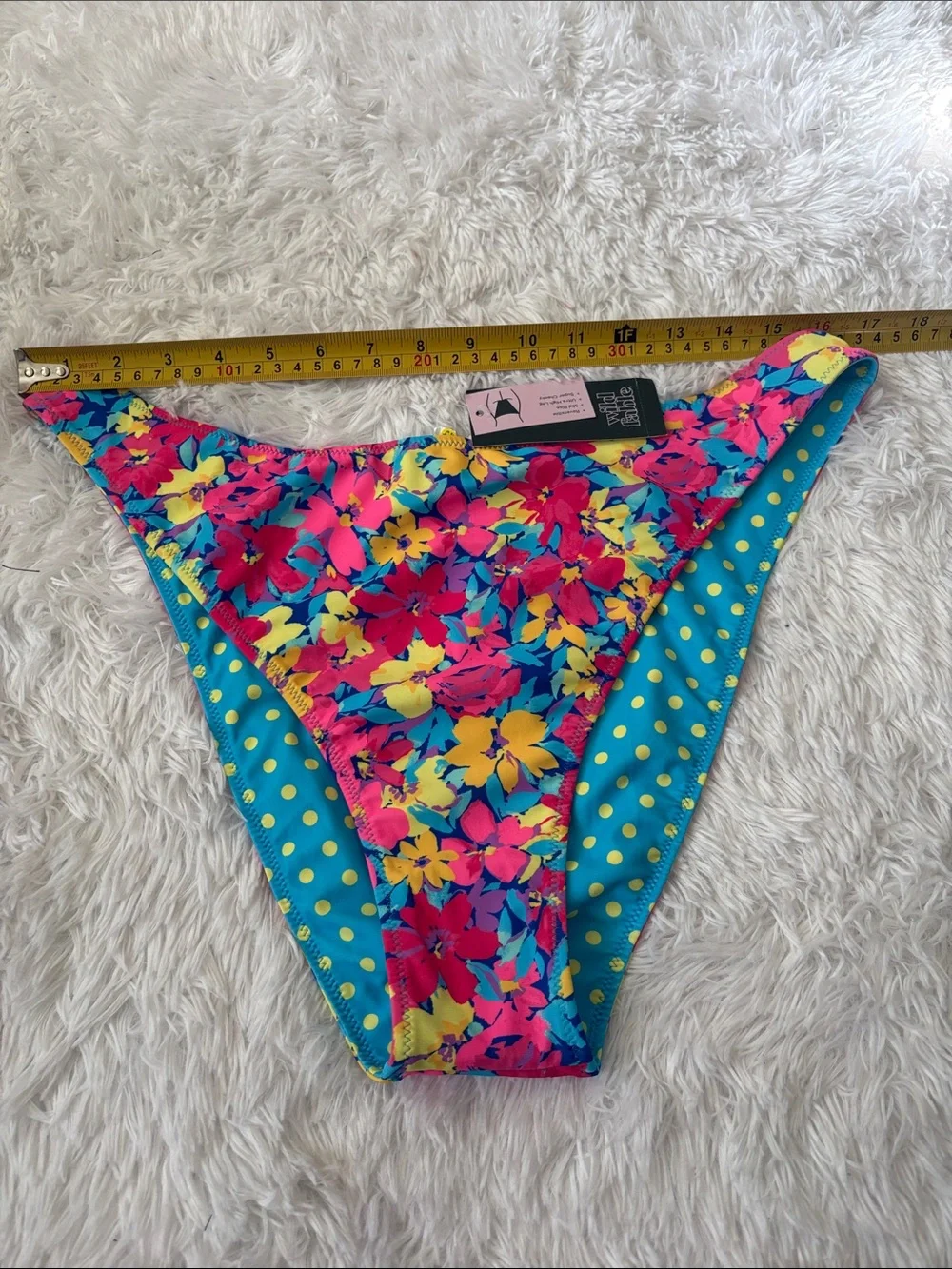 NWT Wild Fable Floral Polka Dot Reversible Ultra High Leg Swim Bottoms Size XL